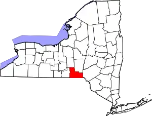 Map of New York highlighting Broome County