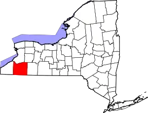 Map of New York highlighting Cattaraugus County