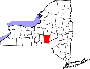 Map of New York highlighting Chenango County