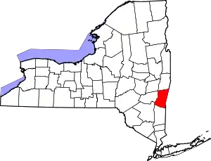 Map of New York highlighting Columbia County