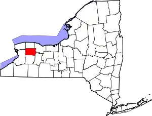 Map of New York highlighting Genesee County