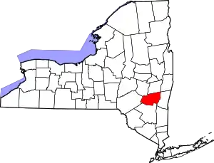 Map of New York highlighting Greene County