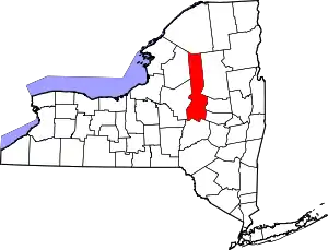 Map of New York highlighting Herkimer County