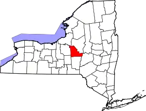 Map of New York highlighting Madison County