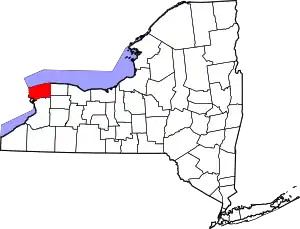 Map of New York highlighting Niagara County