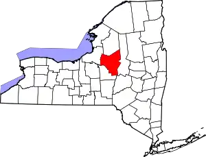 Map of New York highlighting Oneida County