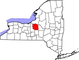 Map of New York highlighting Onondaga County