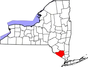 Map of New York highlighting Orange County