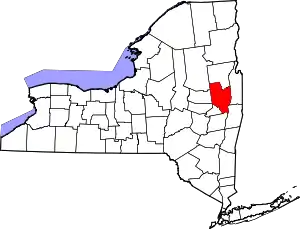 Map of New York highlighting Saratoga County