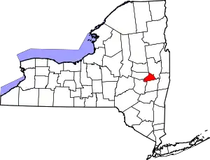 Map of New York highlighting Schenectady County