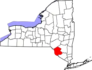 Map of New York highlighting Sullivan County