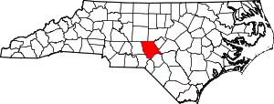 Map of North Carolina highlighting Moore County