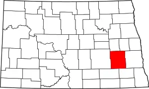 Map of North Dakota highlighting Barnes County