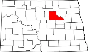 Map of North Dakota highlighting Benson County