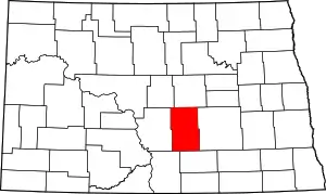 Map of North Dakota highlighting Kidder County