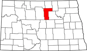 Map of North Dakota highlighting Pierce County