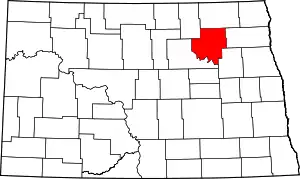 Map of North Dakota highlighting Ramsey County