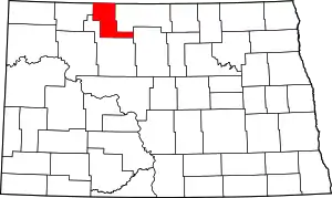 Map of North Dakota highlighting Renville County