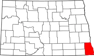 Map of North Dakota highlighting Richland County