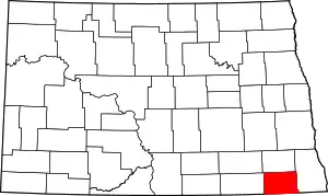 Map of North Dakota highlighting Sargent County