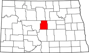 Map of North Dakota highlighting Sheridan County