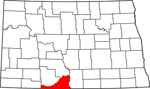 Map of North Dakota highlighting Sioux County