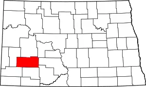 Map of North Dakota highlighting Stark County