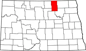 Map of North Dakota highlighting Towner County