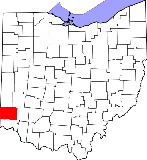 Map of Ohio highlighting Butler County