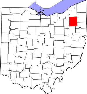 Map of Ohio highlighting Portage County