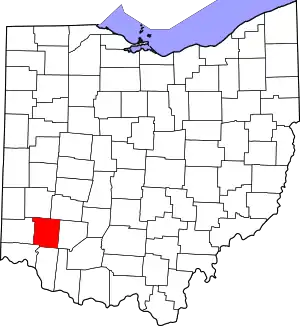 Map of Ohio highlighting Warren County