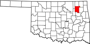 Map of Oklahoma highlighting Rogers County