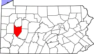 Map of Pennsylvania highlighting Armstrong County