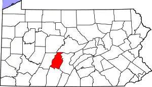 Map of Pennsylvania highlighting Blair County