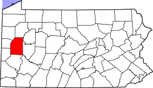 Map of Pennsylvania highlighting Butler County