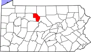 Map of Pennsylvania highlighting Cameron County