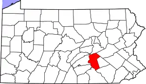 Map of Pennsylvania highlighting Dauphin County