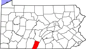 Map of Pennsylvania highlighting Fulton County