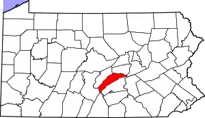 Map of Pennsylvania highlighting Juniata County