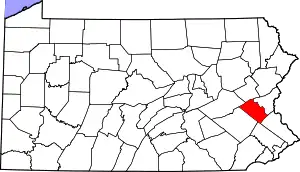 Map of Pennsylvania highlighting Lehigh County