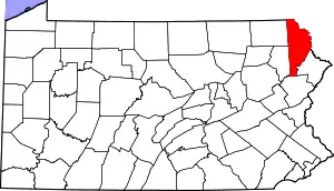 Map of Pennsylvania highlighting Wayne County