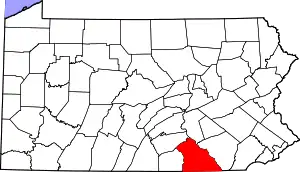 Map of Pennsylvania highlighting York County