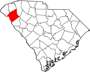 Map of South Carolina highlighting Anderson County