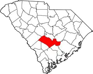 Map of South Carolina highlighting Orangeburg County