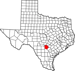 Map of Texas highlighting Bexar County