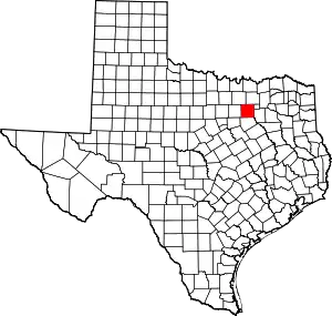 Map of Texas highlighting Dallas County