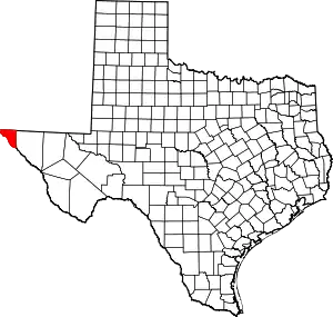 Map of Texas highlighting El Paso County