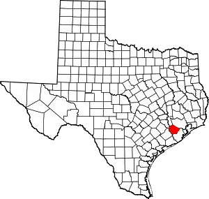 Map of Texas highlighting Fort Bend County