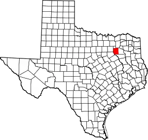 Map of Texas highlighting Kaufman County