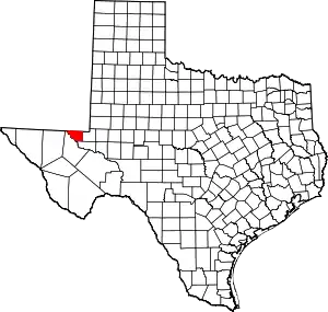 Map of Texas highlighting Loving County